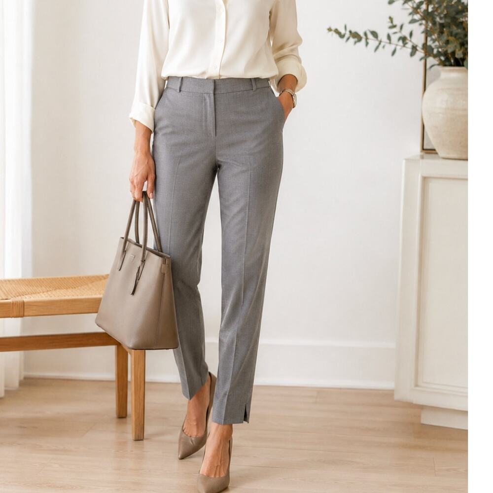 Max Mara Pure New Wool Gray Tailored Ankle Dress Pants Italy Timeless Luxury